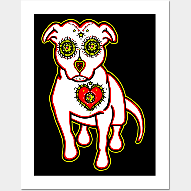 Sugar Skull Style Pitbull Wall Art by heathengirl64